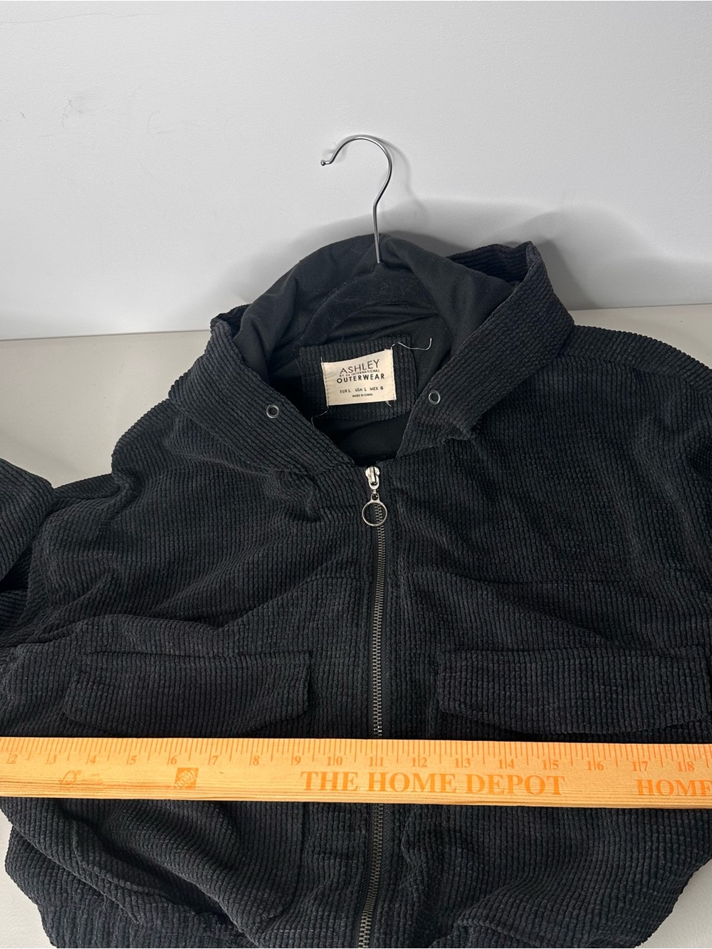 Ashley Black Cropped Corduroy Bomber Jacket Size L - Picture 7 of 12